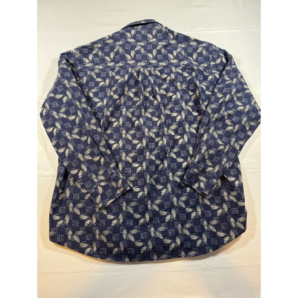 Munsingwear Long Sleeve Button Down Shirt - Blue Leaves Medium